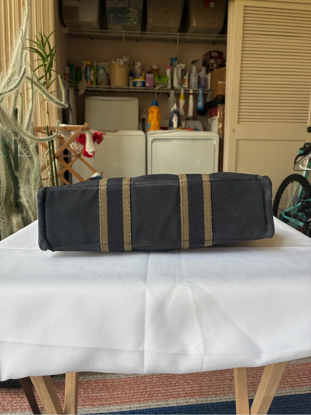 Luxury Hermès Fourre Tout Canvas Tote Bag – Charcoal Gray & Olive Green PM/MM - Picture 5 of 16